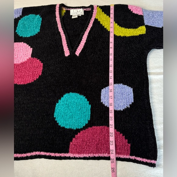 Vintage 80-90’s Funky Polka Dot Chunky Knit Sweater Sz S - Picture 9 of 9